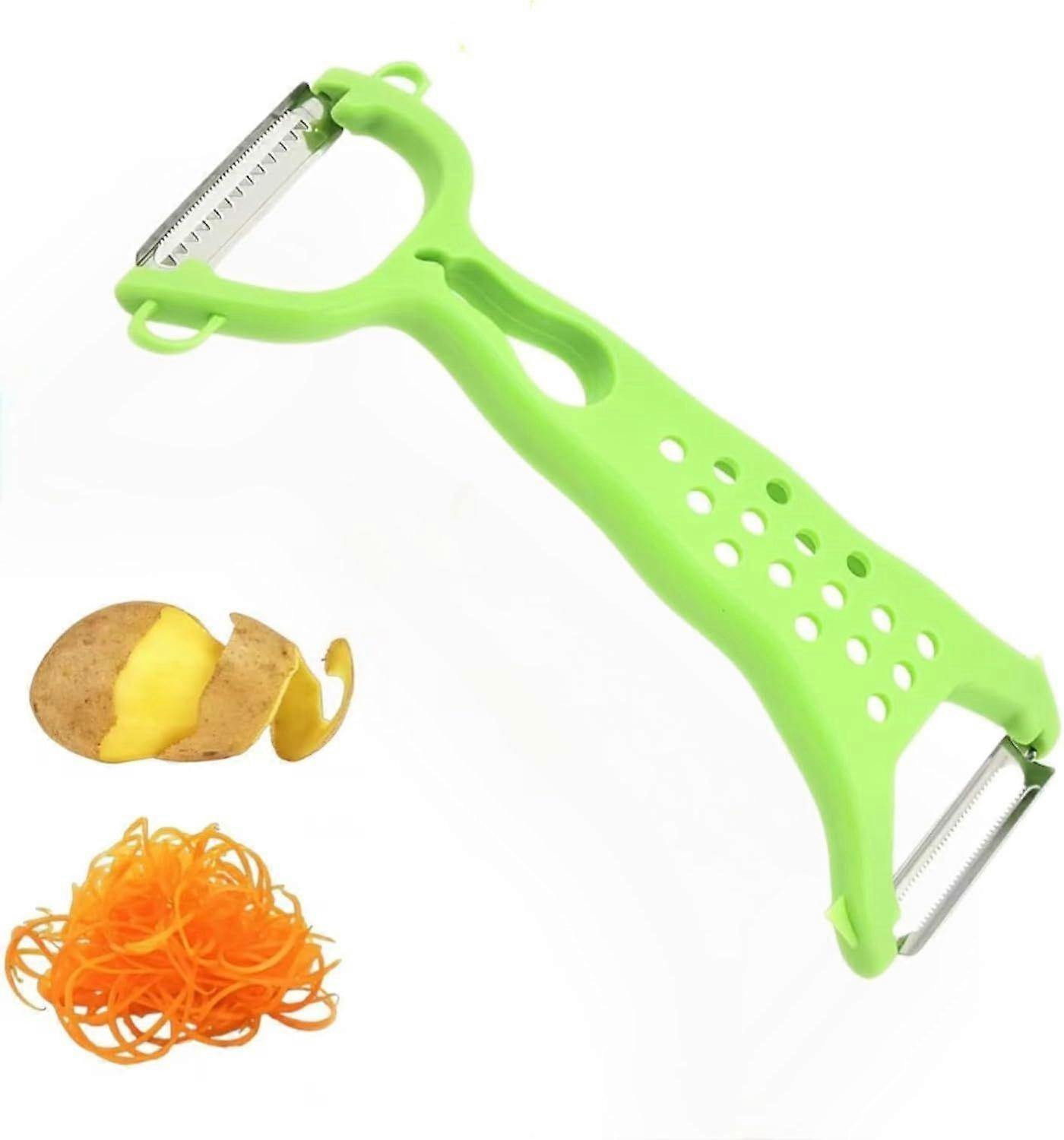 Stainless Steel Dual Function Peeler, 2 in 1 for Peeling and Grating, Fruit and Vegetable Peeler with Ergonomic Handle (Green)