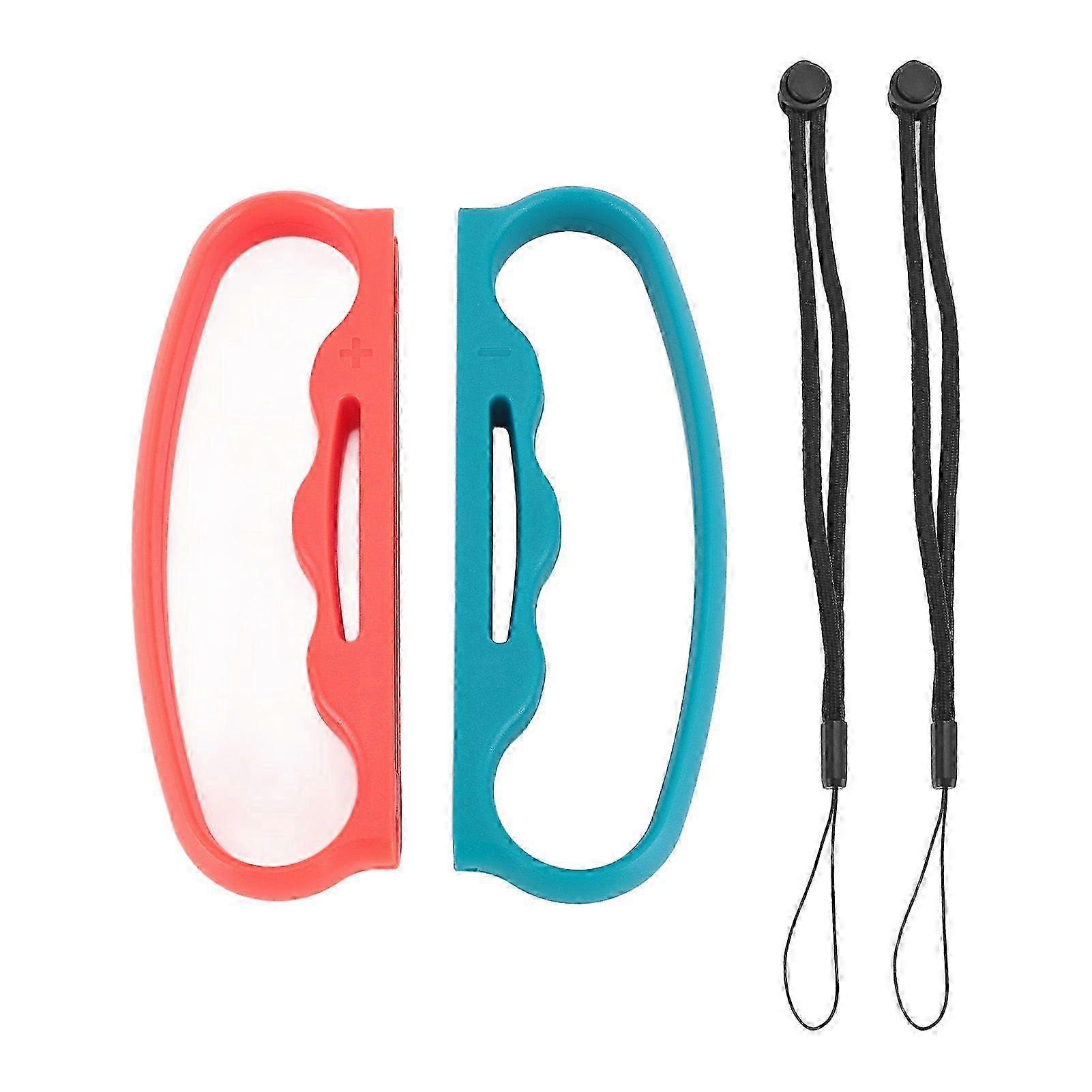 2pcs Hand Grip for Fitness Boxing with Wrist Straps Enhance Gaming Experience Boxing Games Clasp for Switch OLED Controller Accessories Red+Blue