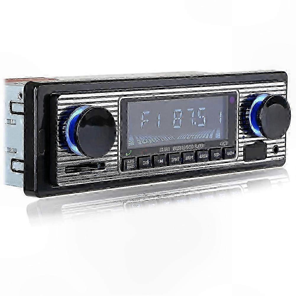 Bluetooth Car Stereo MP3 Player with AUX USB FM Radio 12V Wireless Audio System Vintage Style Multimedia Receiver