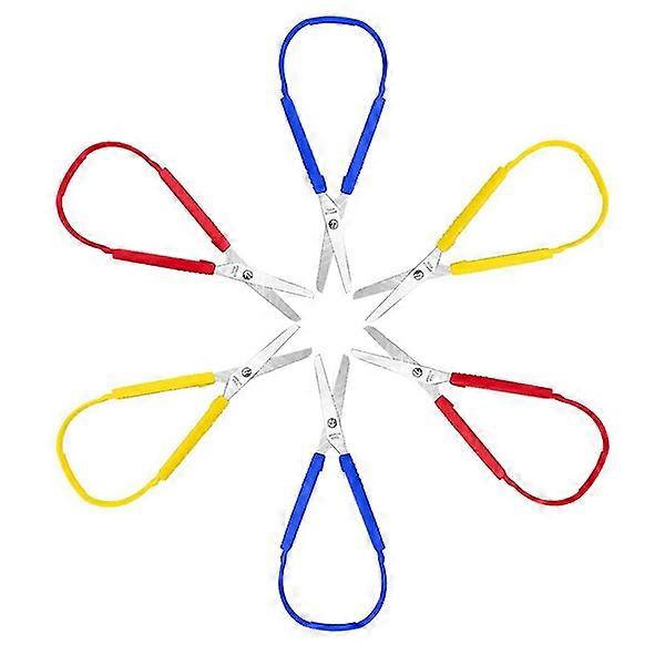 6 pcs self-adhesive scissors with loop, colorful, self-adhesive, adaptive scissors for children, adults, home, office, school