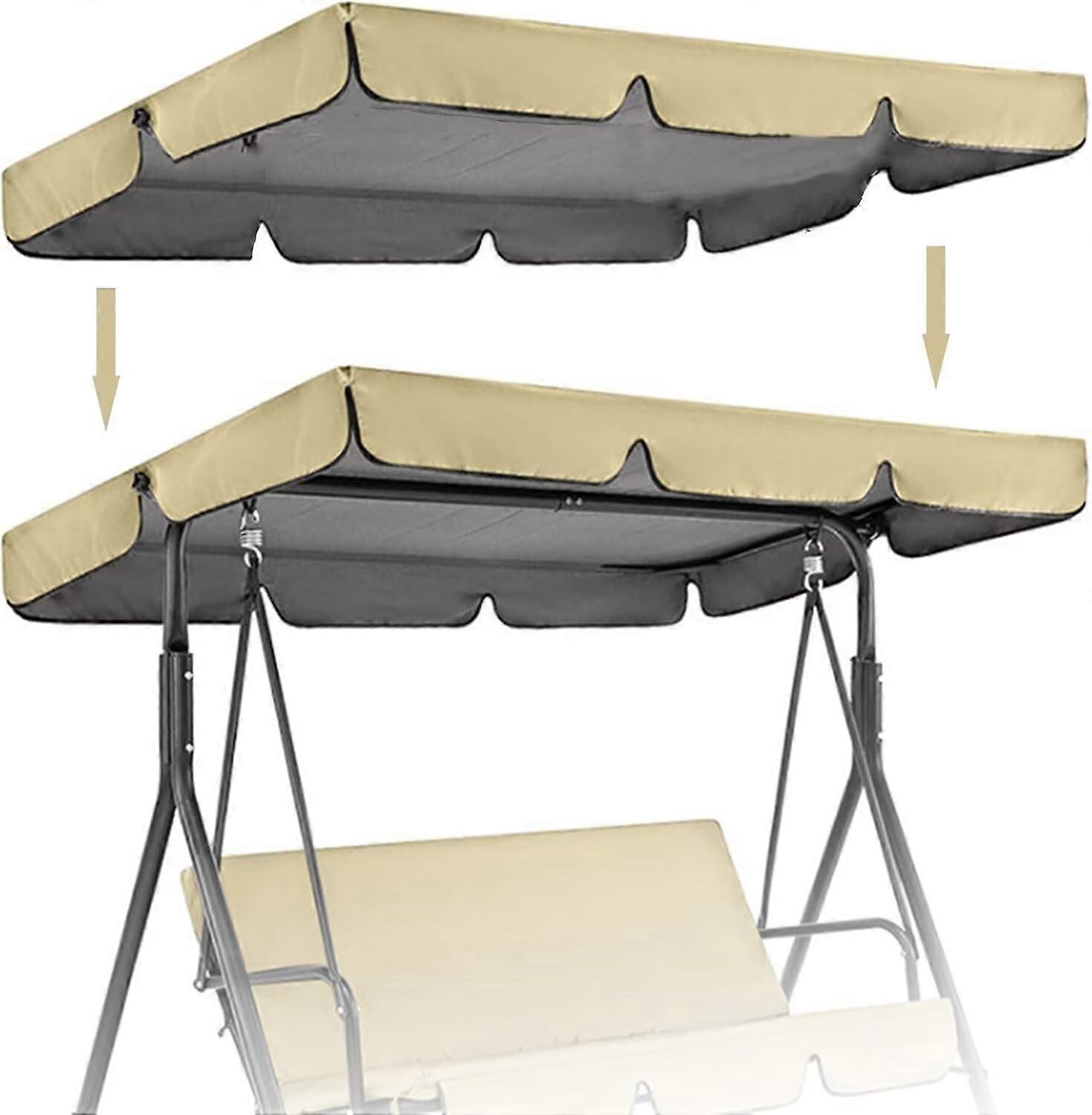Garden Canopy Swing With Adjustable Canopy And Removable Cushion, Beige, 249x185x18cm Canopy Only (Chairs Not Included)