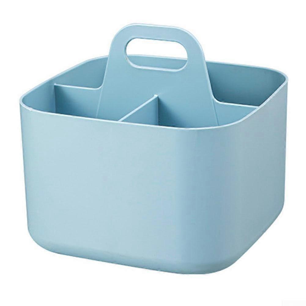 Stackable Multipurpose Basket Organizer With Handle Home Office Storage Plastic Storage Box Removable Divider Light Blue