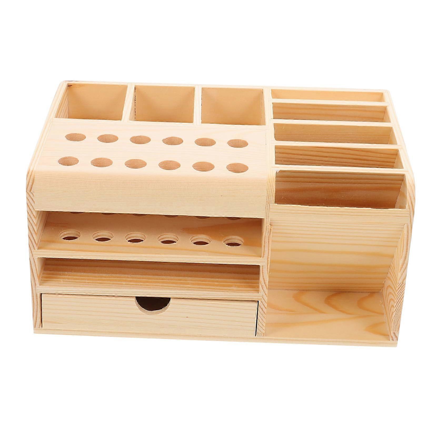 Sundries Holder Storage Case, Smooth Surface, Flat Base Desktop Organizer For Remotes, Stationery, Cosmetics, Beige