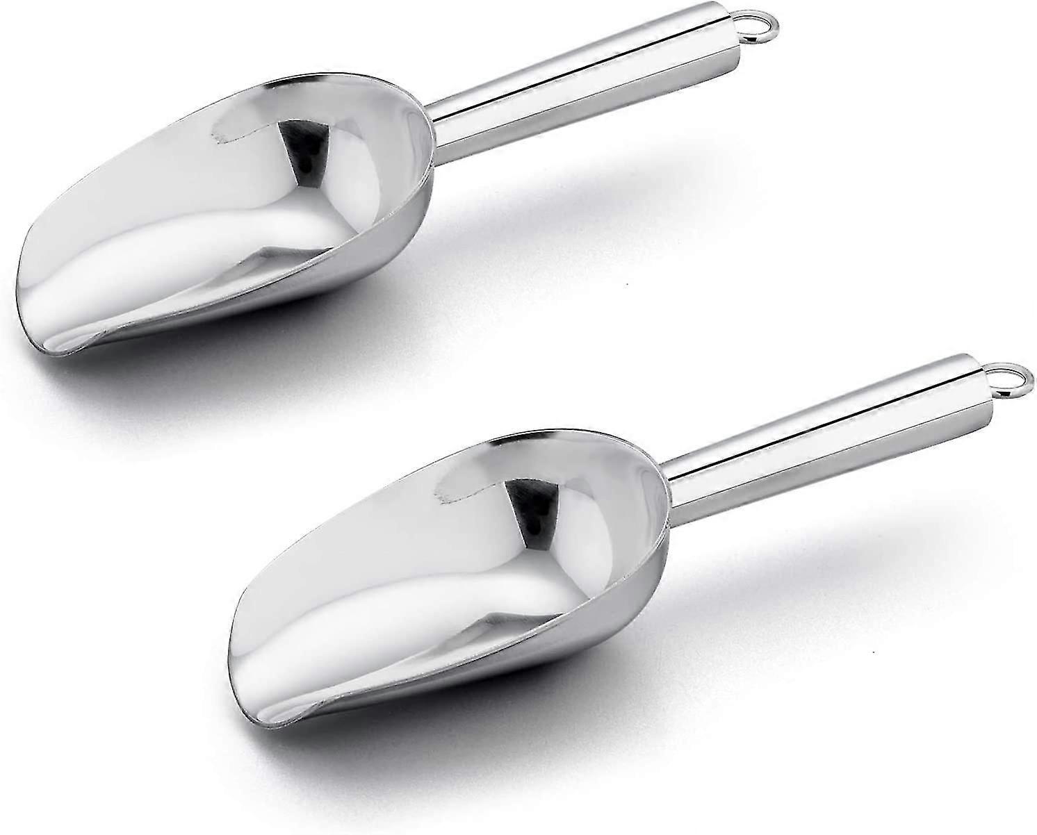Ice Scoop Set Of 2,small Stainless Steel Scoops For Ice Cube/candy/flour/sugar, Metal Utility Scoops F