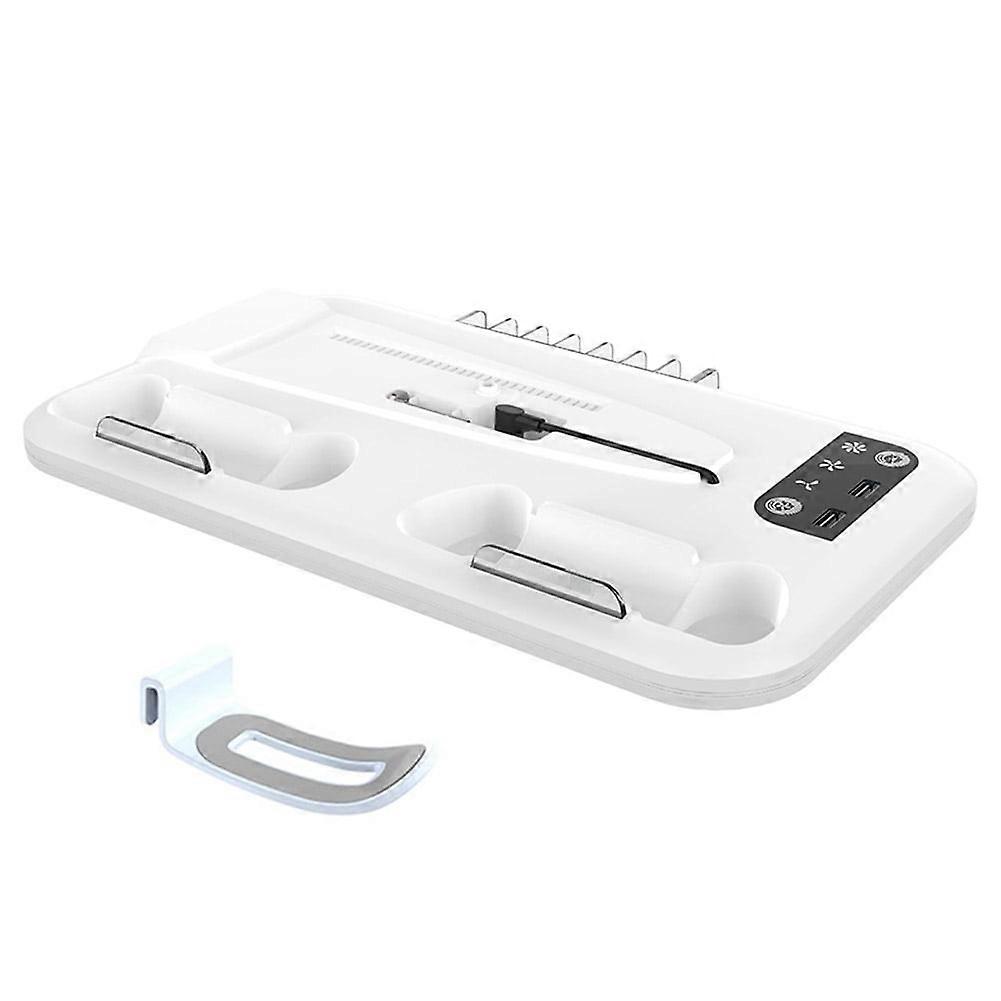 Jixopn PS5 Slim Stand with Cooling Fan, Charging Station & RGB Lights, Compatible with PS5 Slim Disc/Digital Edition