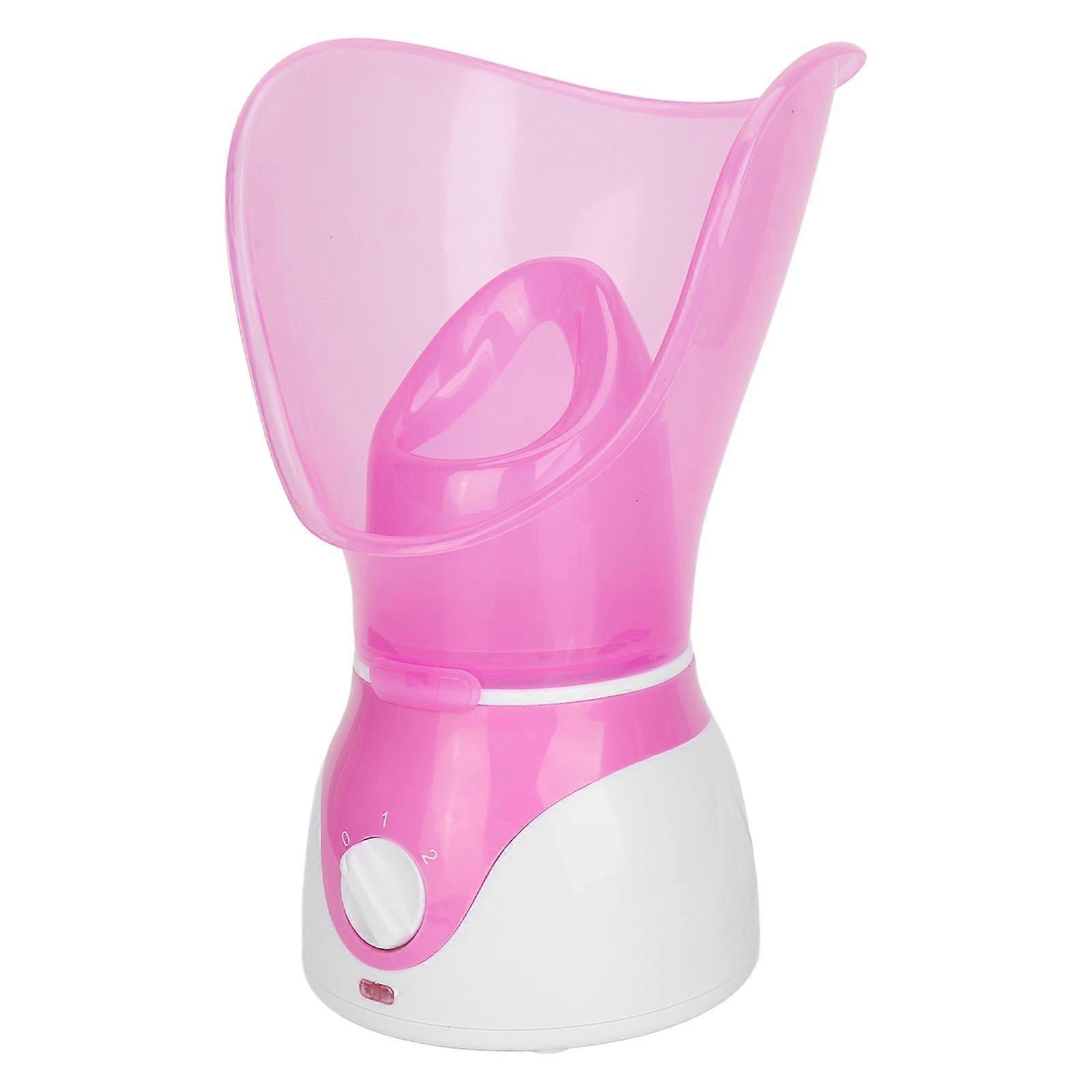 2 In 1 Face Steamer Cleansing Pores Heating Hydrating Mist Moisturizing Facial Steamer for Home Pink 110‑240V US Plug 