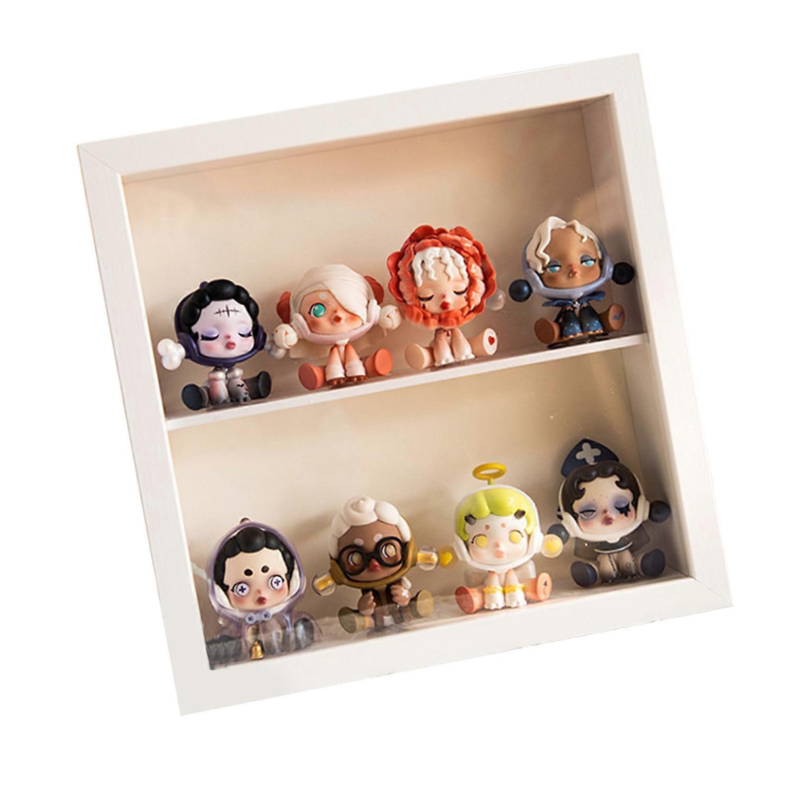 Anime Figure Display Case Three Dimensional Thickened Display Storage Case for Mini Toys Collections White Single Partition 