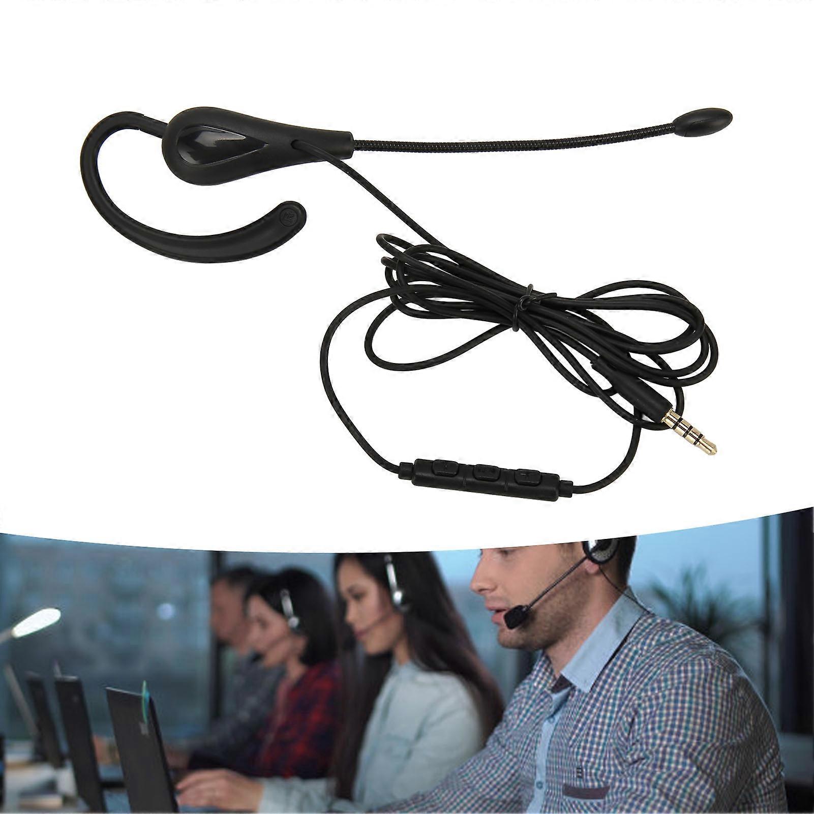 Single Ear Headset with Microphone Wired Noise Cancelling Lightweight Monaural Earpiece Headset For Call Center Office 3.5mm 