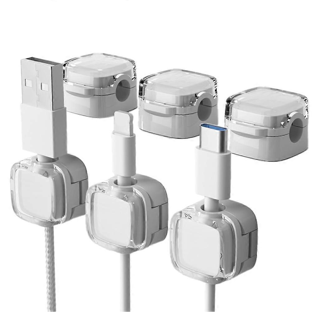 Magnetic Cable Management Clips 6Pack Cord Organizer For Phone Data Cables Desk And Wall Mounted Hooks White