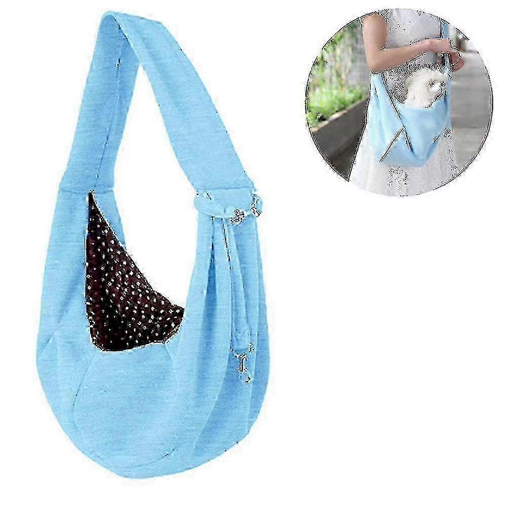 Dog and Cat Sling Carrier Hands Free Reversible Pet Papoose Bag - Adjustable  (Blue)