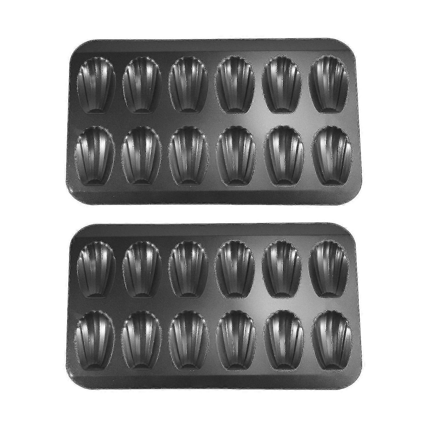 2 Pack Nonstick Madeleine Pans, Baking Tins Of 12 , Cake Pan With Crust Chocolate Nonstick Bread