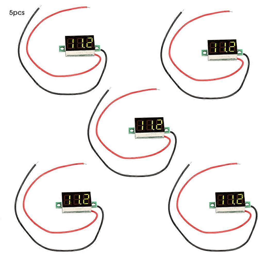 5Pcs High Accuracy 0.36'' LED Digital Display Voltage Gauge Mini Voltmeter DC2.7-32V(green)