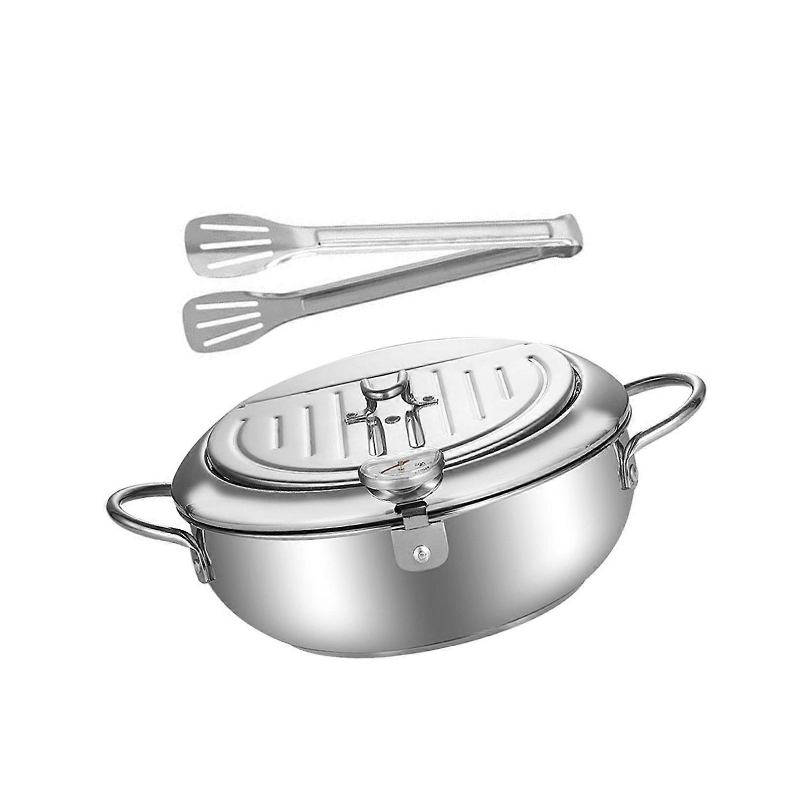 Japanese Tempura Cookware Frying Pot Set Oil Saving Design With Detachable Drain Rack Precise Thermometers Reading Multicolor