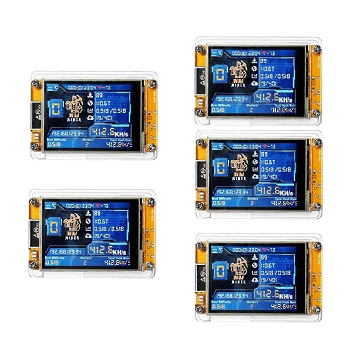5Pcs Bitcoin V2 NMMiner Hashrate 411KH/S ESP32 2.8 Inch Display Crypto Solo Lottery ESP32-2432S028R 