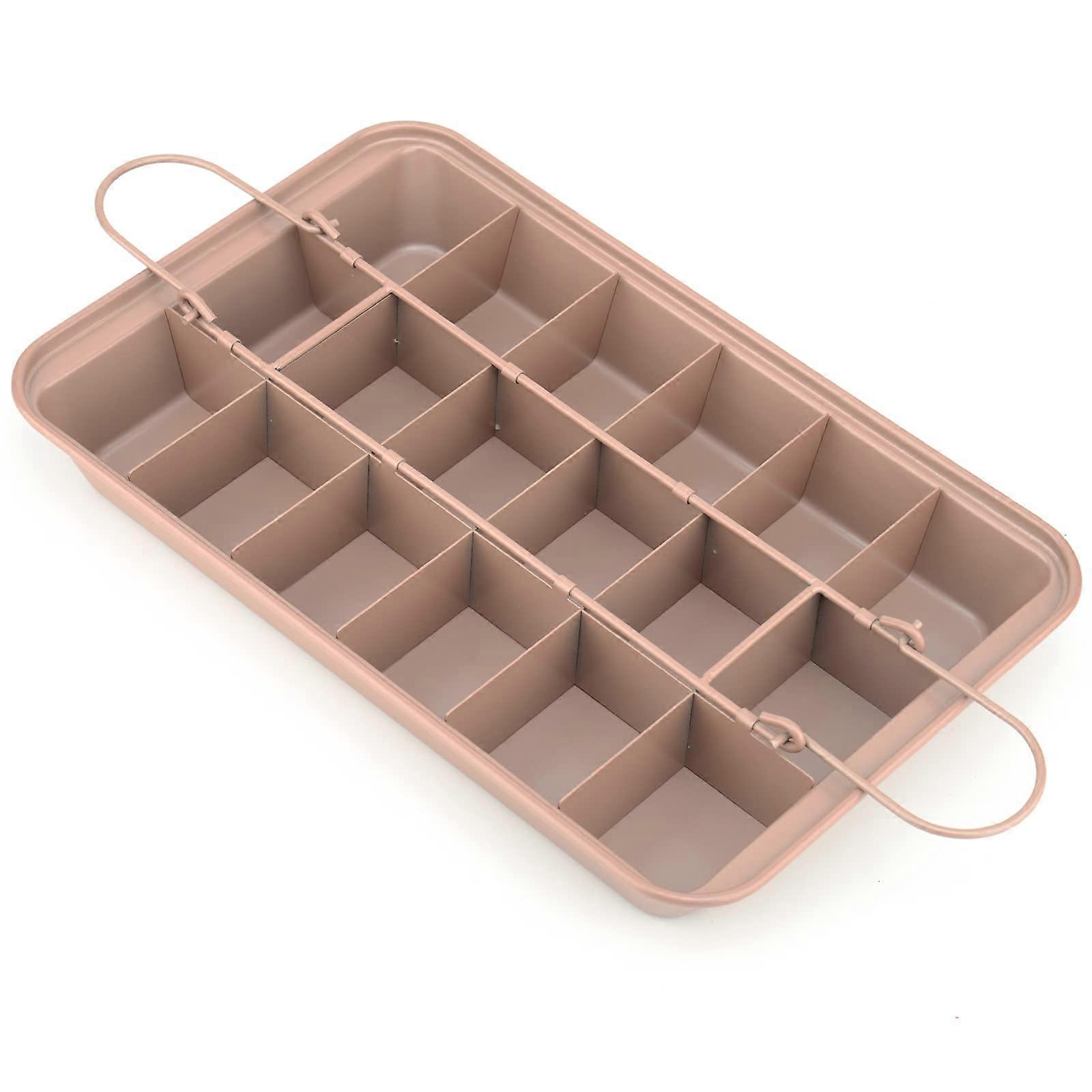 Nonstick Brownie Pan with Dividers and Slicer Cutter for Baking Brownies Bread Cookies (Apricot)