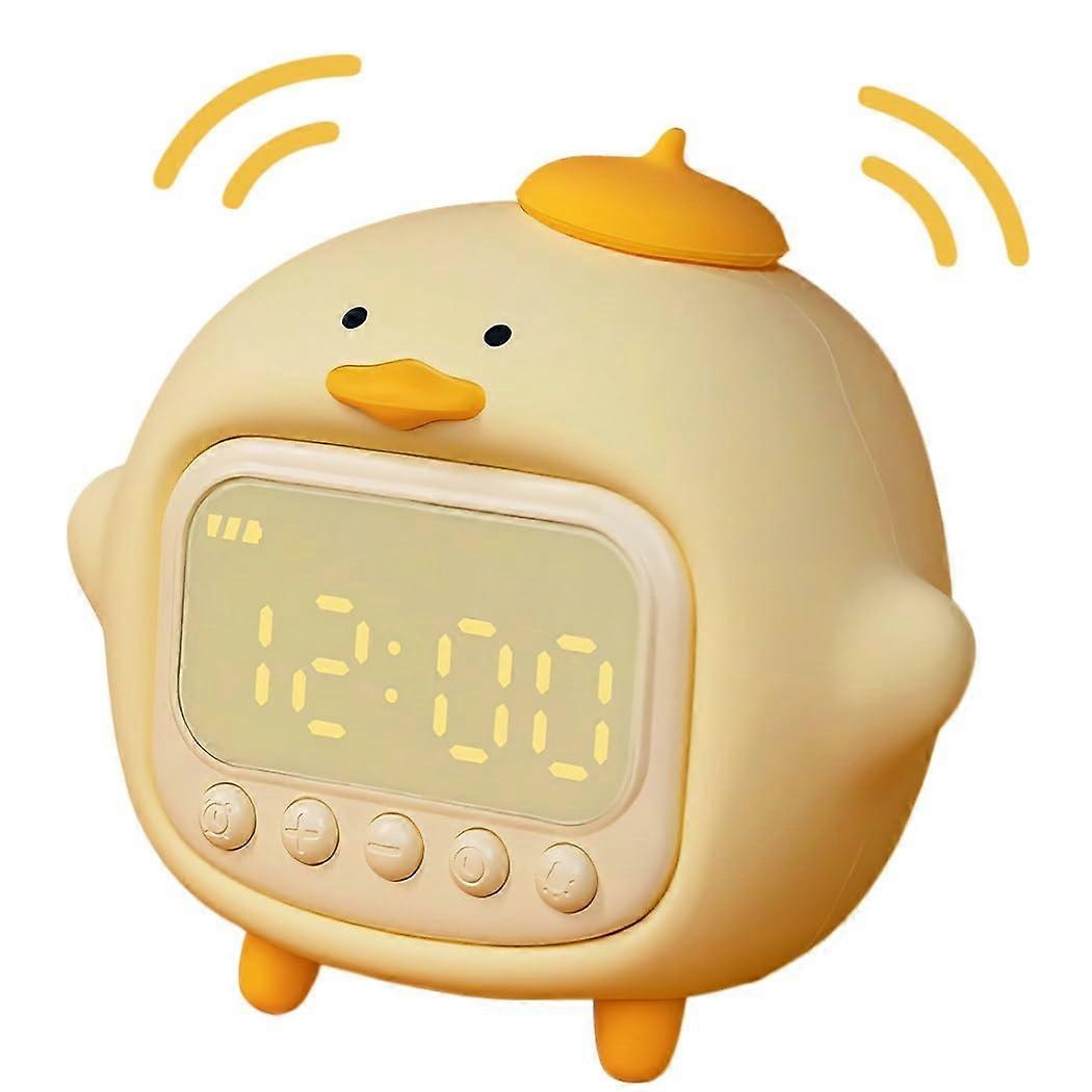Duck Alarm Clock with Soft Night Light, Adjustable Brightness, Rechargeable Silicone Lamp, Set of 2