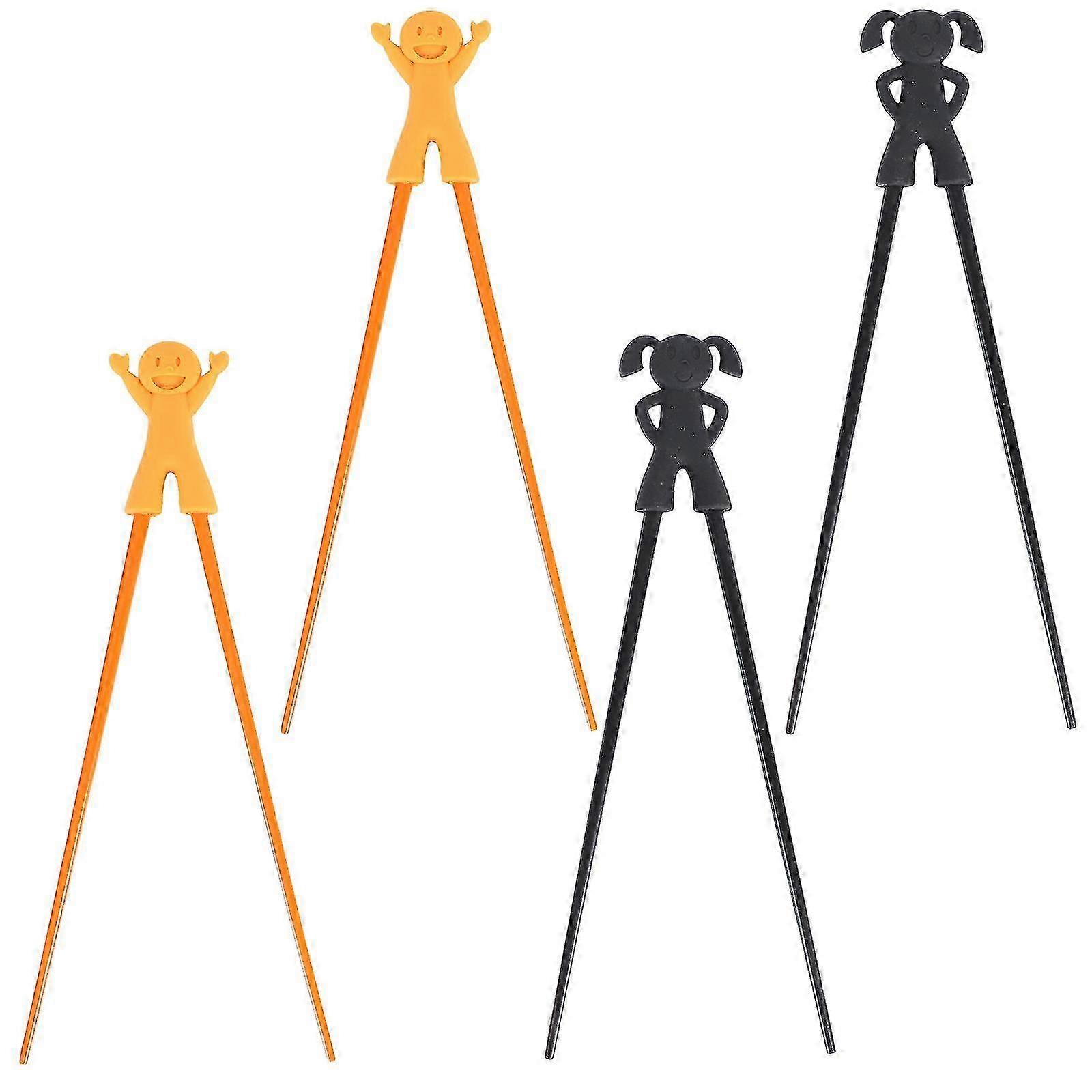 4 Pairs of Cartoon Chopstick Helpers for Children - Ideal Training Chopsticks