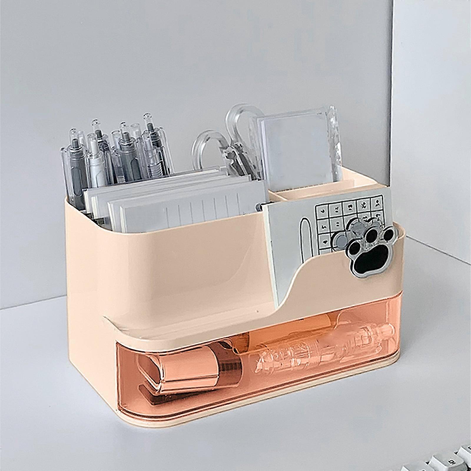 Quinlirra Multi-functional Desktop Storage Box, Large Capacity Pen Holder & Organizer Shelf, Drawer Type for Office, Student Desk