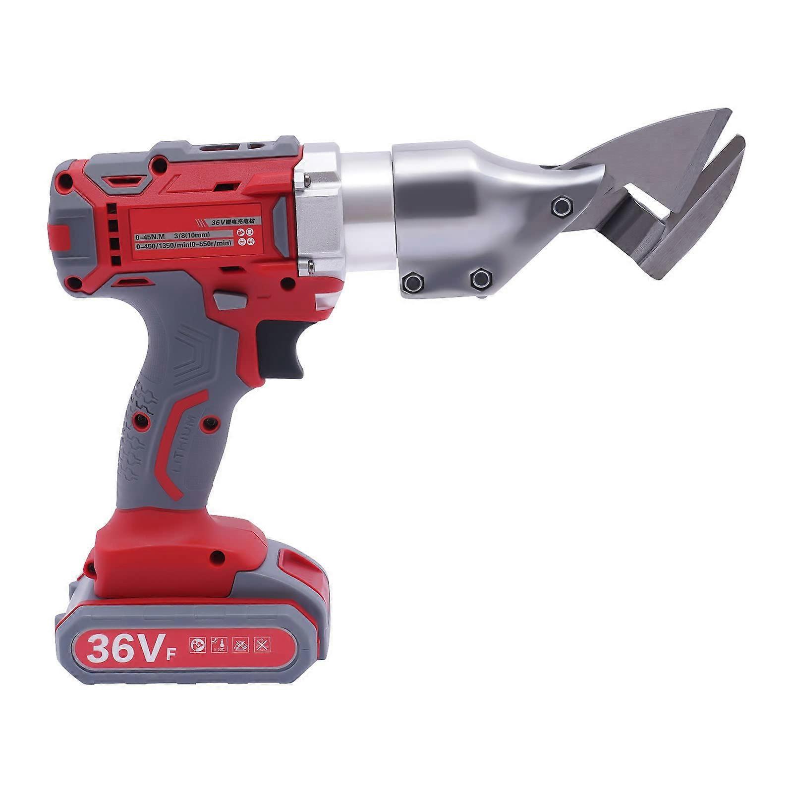 36V Cordless Electric Metal Shears with Swivel Head, Variable Speed, Dual Lithium Batteries, LED Light