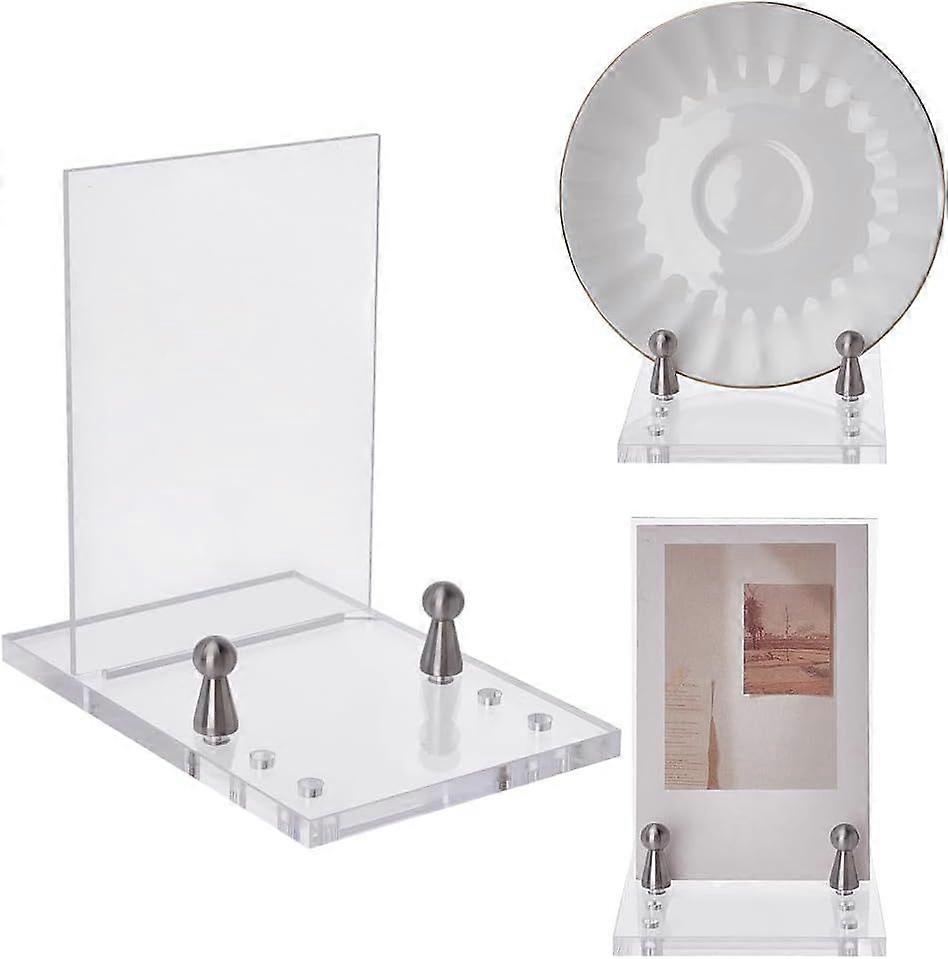 Acrylic Easel Display Stand with Adjustable Silver Hardware for Photos Clear Acrylic with Floating Appearance for Cookbooks Pictures Invitations