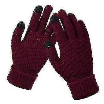 Warm Fleece-Lined Winter Touch Screen Gloves for Women - Red, Elastic Cuff, XXF Size