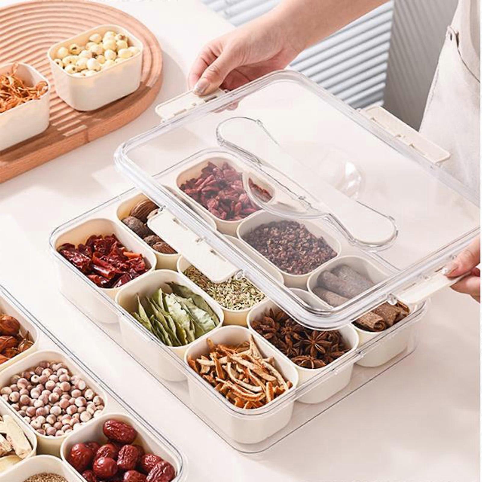 Divided Serving Tray with Lid and Handle Snack Box Container Snack Organizer for Fruit Tray or Condiment Tray for Party Home Decor