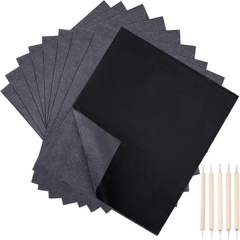 8 Sheets Carbon Papers with 5pcs Tracing Stylus Graphite Transfer Paper 20.3x36 Inch Waxed Carbon Transfer Paper Embossing Tools Tracing Dotting Tools