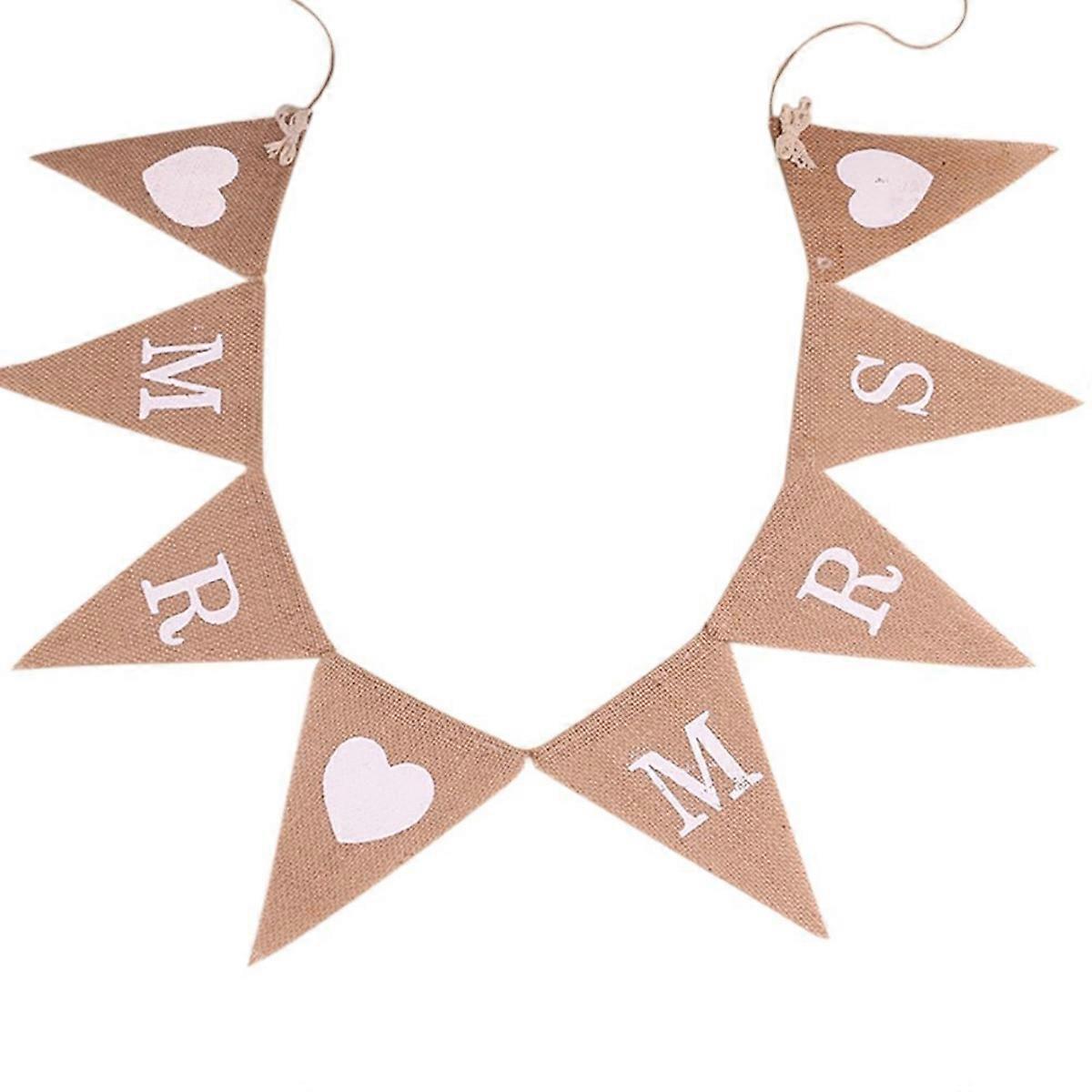 Wedding Decorations Mr Mrs Burlap Banner with 2Pcs String Garland