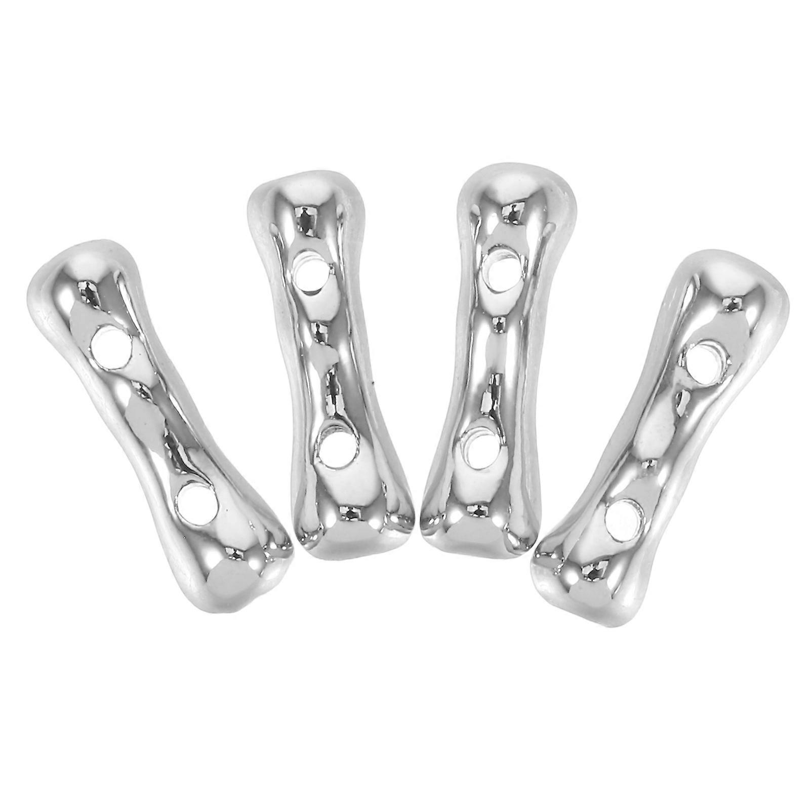 4Pcs Copper Double Hole Spacer Beads for DIY Necklace Making Silver