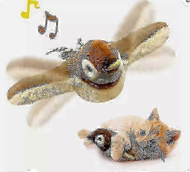 Electronic Interactive Bird Cat Toy Hanging Pet Flapping Sparrow