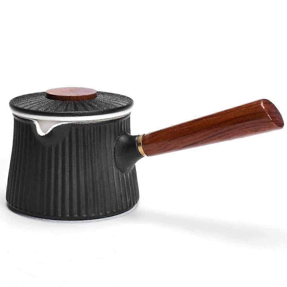 Ceramic Teapot with Wooden Handle, 220ml Small Pottery Teapot for Oolong Tea, Home or Travel Use