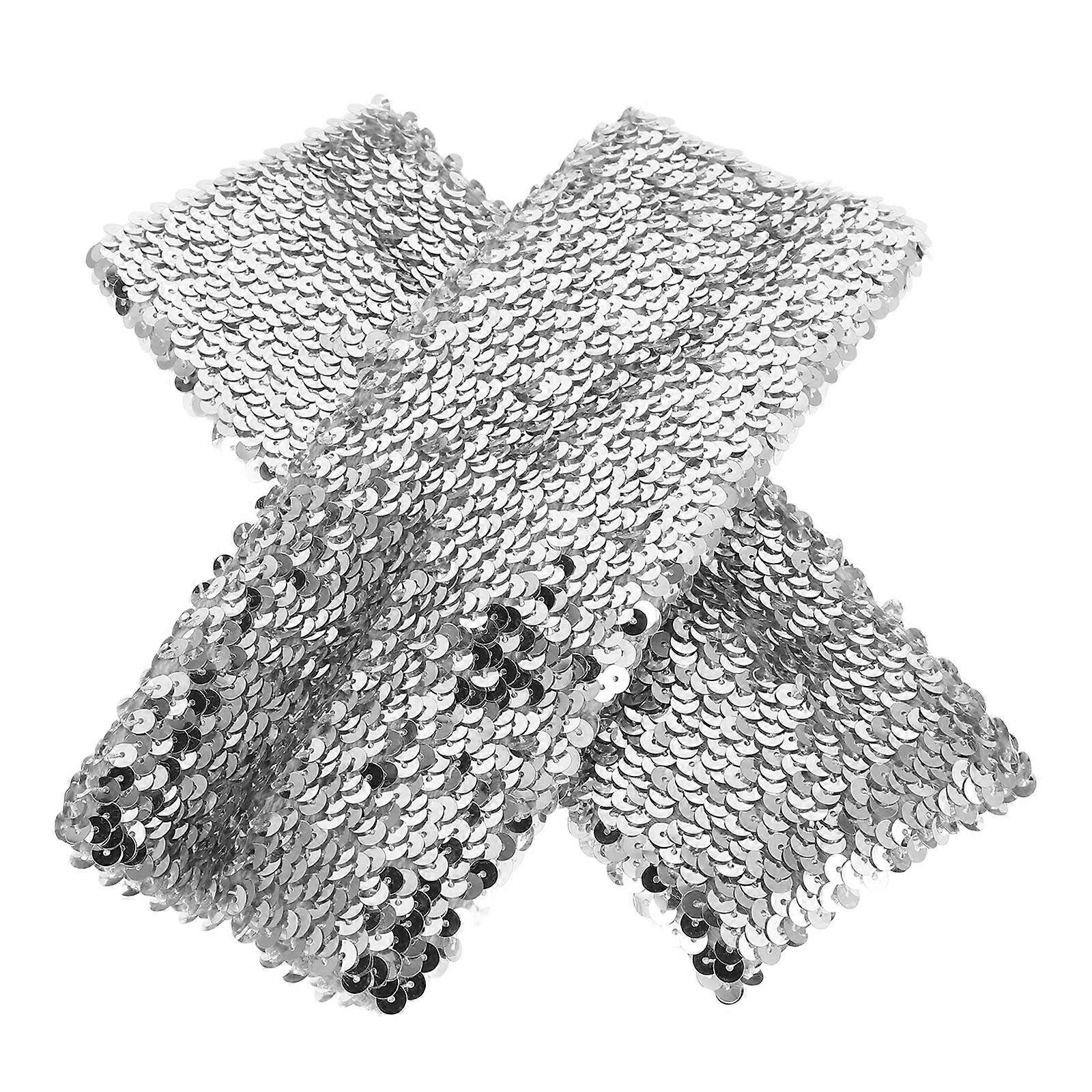 Performance Sequin Oversleeve Silver Elbow Sleeves for Decoration 1Pair