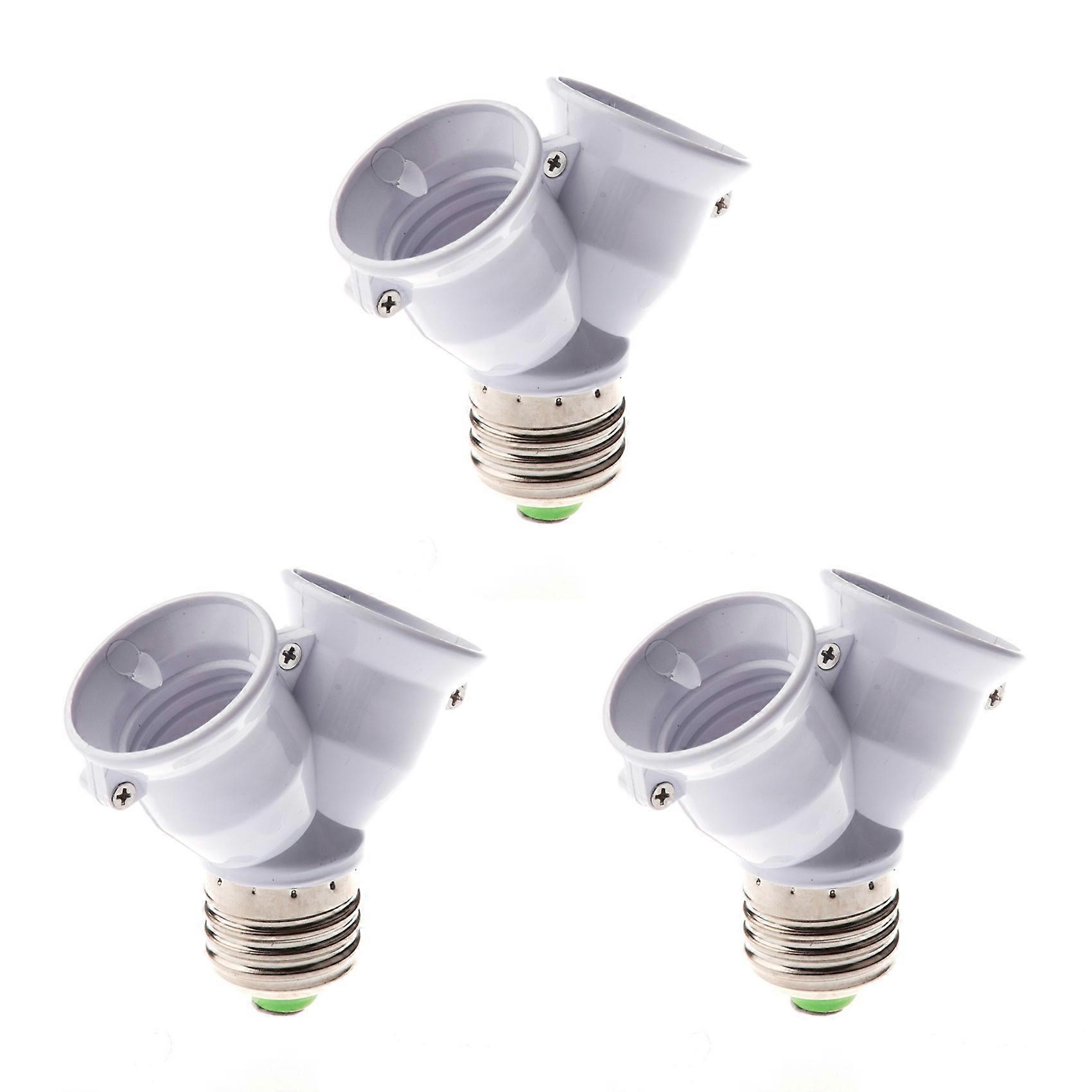 3X E27 1 to 2 E27 LED Light Lamp Bulb Adapter Converter Split Splitter Base Socket