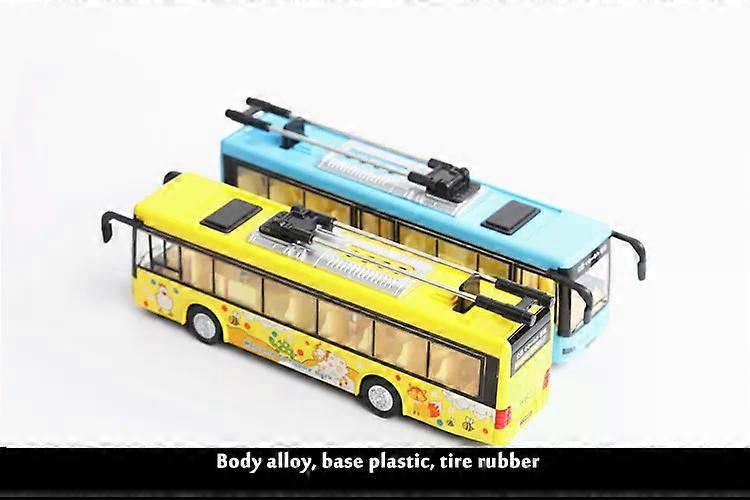 Exquisite voice broadcast bus alloy car model simulation metal die-casting sound and light pull back model