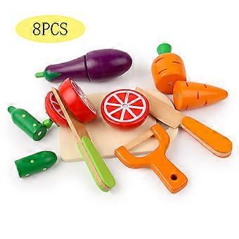 Simulation Kitchen Pretend Toy Wooden Classic Game Montessori Educational Toy for Children Kids Gift Cutting Fruit Vegetable Set