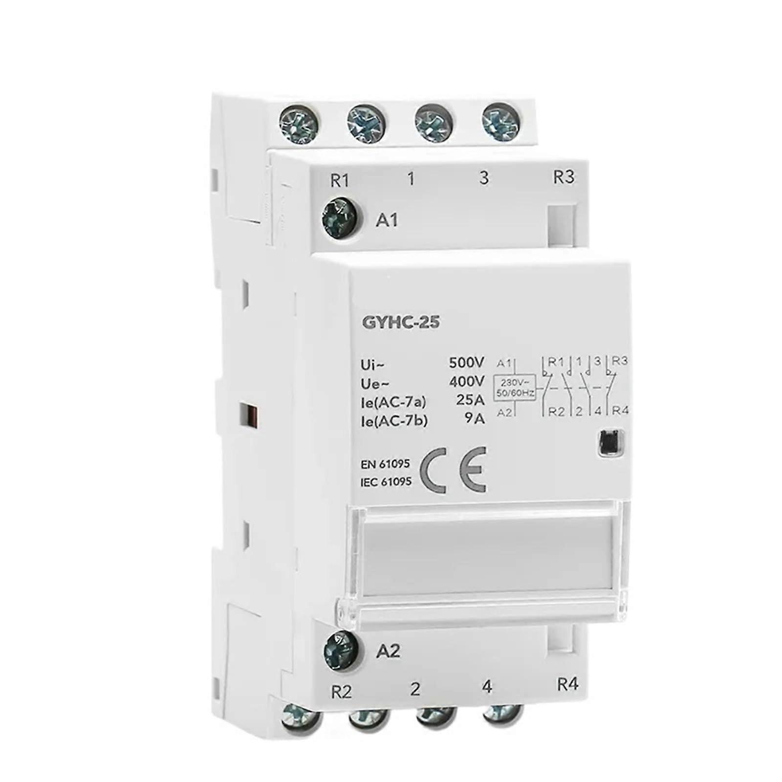 Din Rail Automatic Contactor AC230V 25A 4P 3NO1NC 50/60Hz Household Circuit Breaker Module