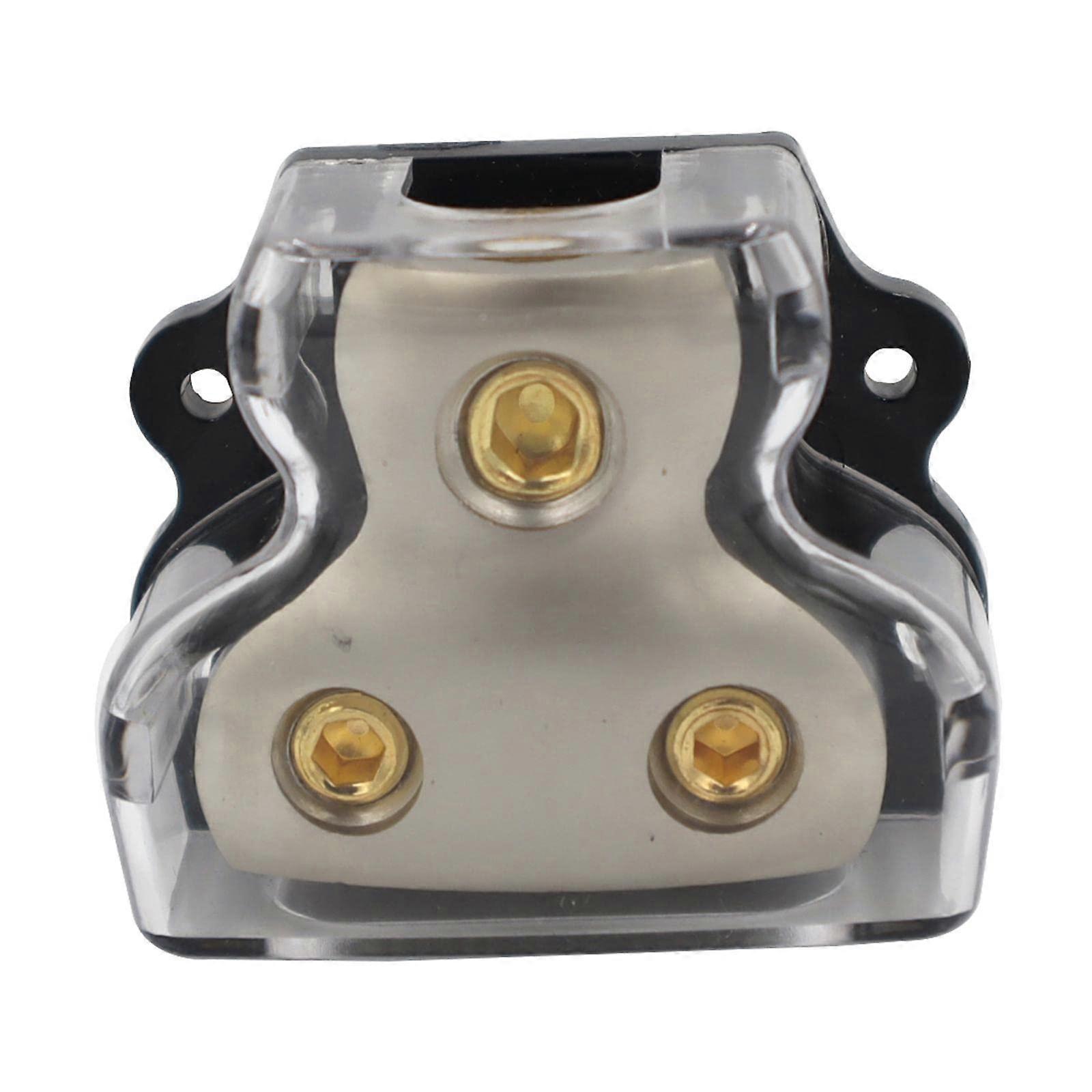 2 Way Power Ground Distributor Block 1/0 Gauge In, 2 X 4 Gauge Out, Automotive Ground Distribution