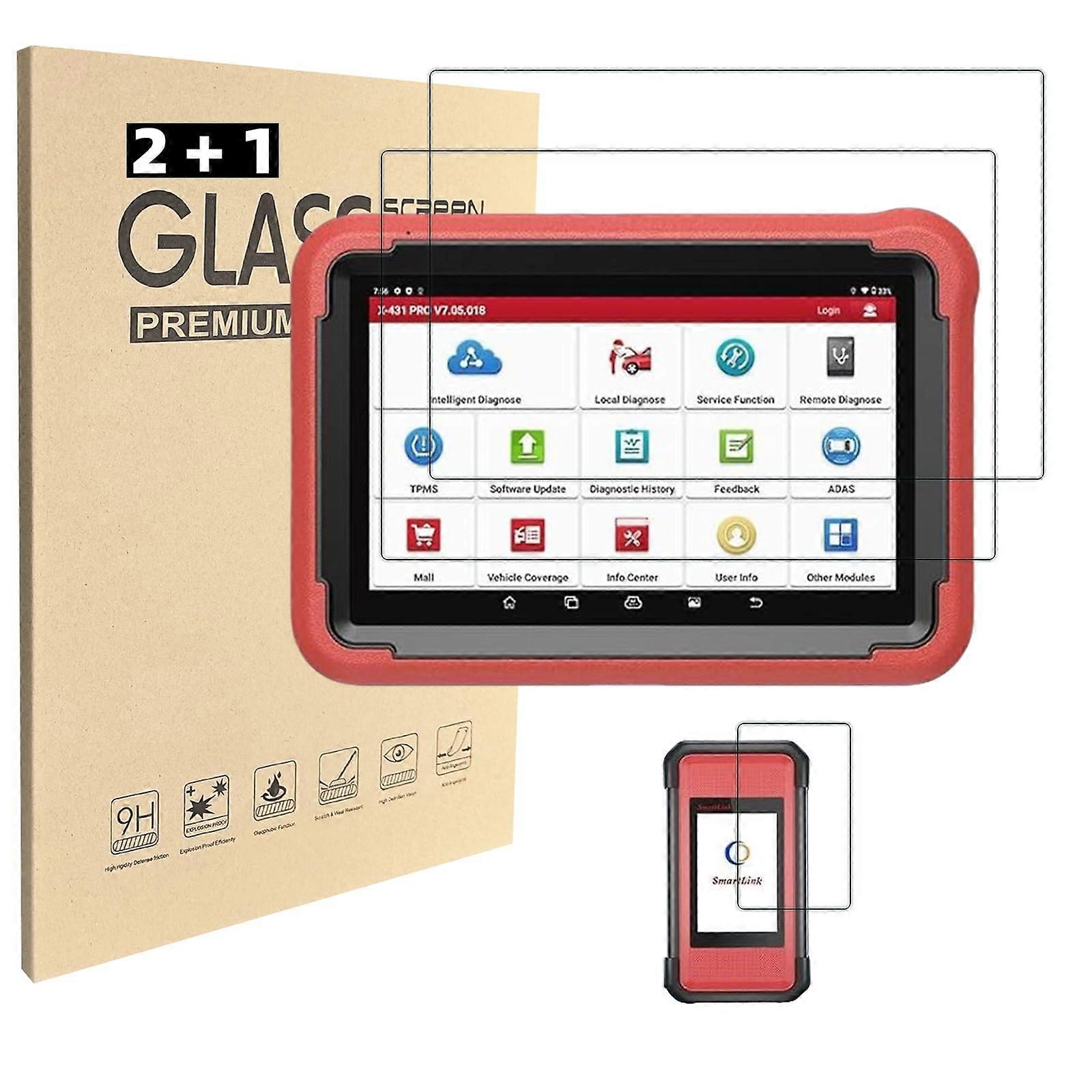 Tempered Glass Screen Protector Set with Smart Link C Soft Film, 3 Pack for Launch X431 PRO3S+ V5.0