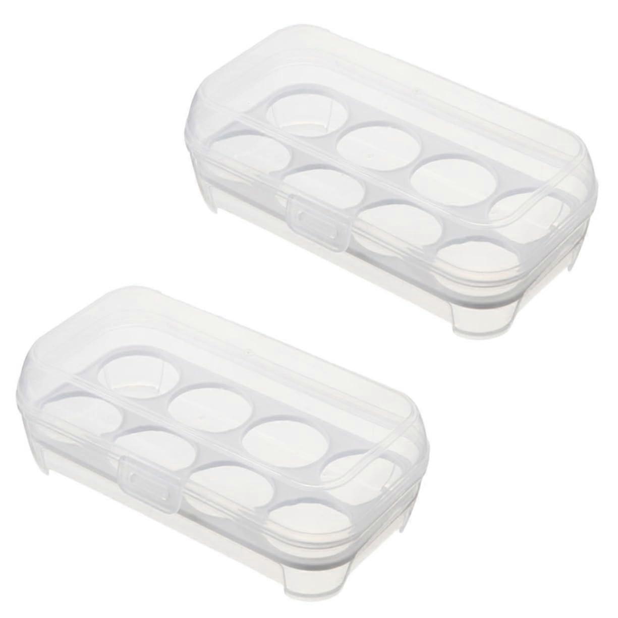 Egg Holder for Refrigerator 2pcs Plastic Egg Storage Box with Lid, Durable PP Egg Tray Organizer