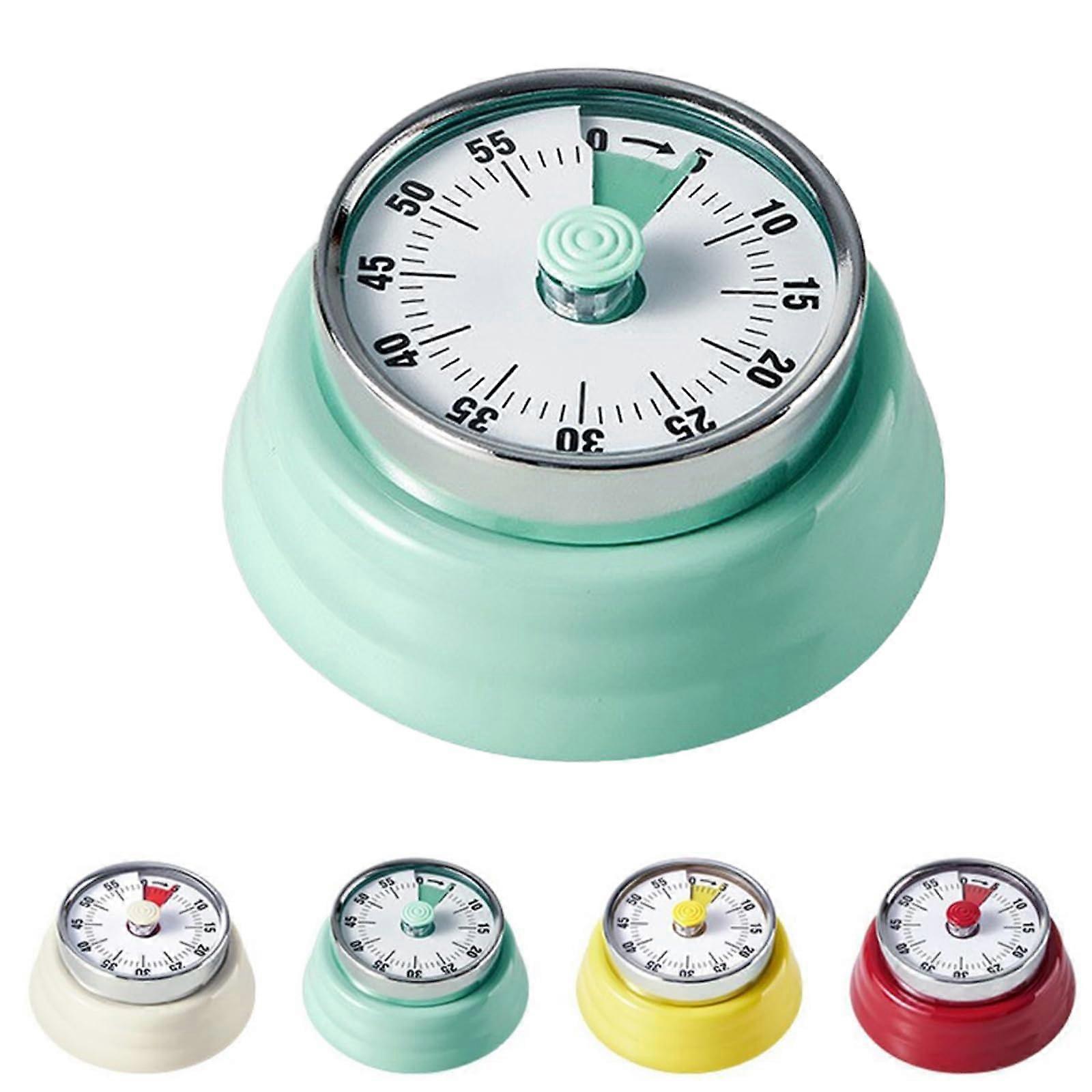 Magnetic Countdown Kitchen Timer with Magnetic Backing, Battery Wind Up Clock, Mint Green