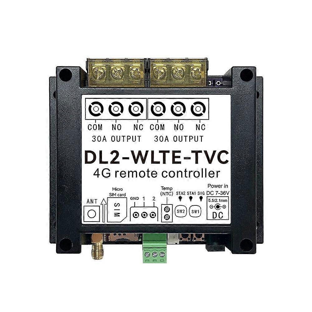 GSM 4G SMS APP Web Remote Controller Switch DL2-WLTE 30A 2 Channel Relay Output with Temperature Sensor DI Input Alarm