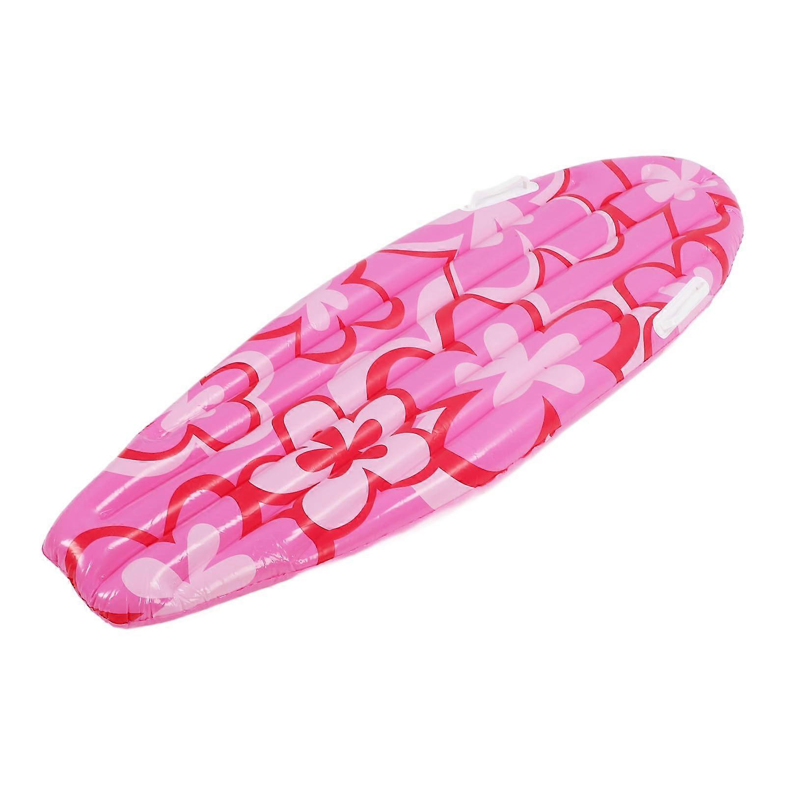 Inflatable Surfboard PVC Pool Float with Vibrant Pink Flower Pattern for Summer Party 110x40cm