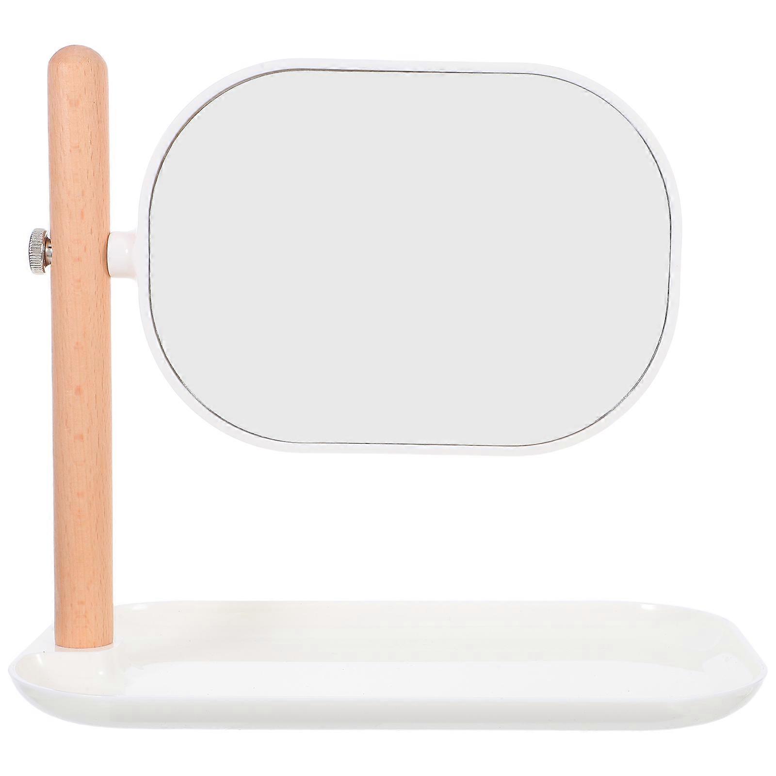 Elegant Oval Rotating Makeup Mirror for Desktop with Tray Use