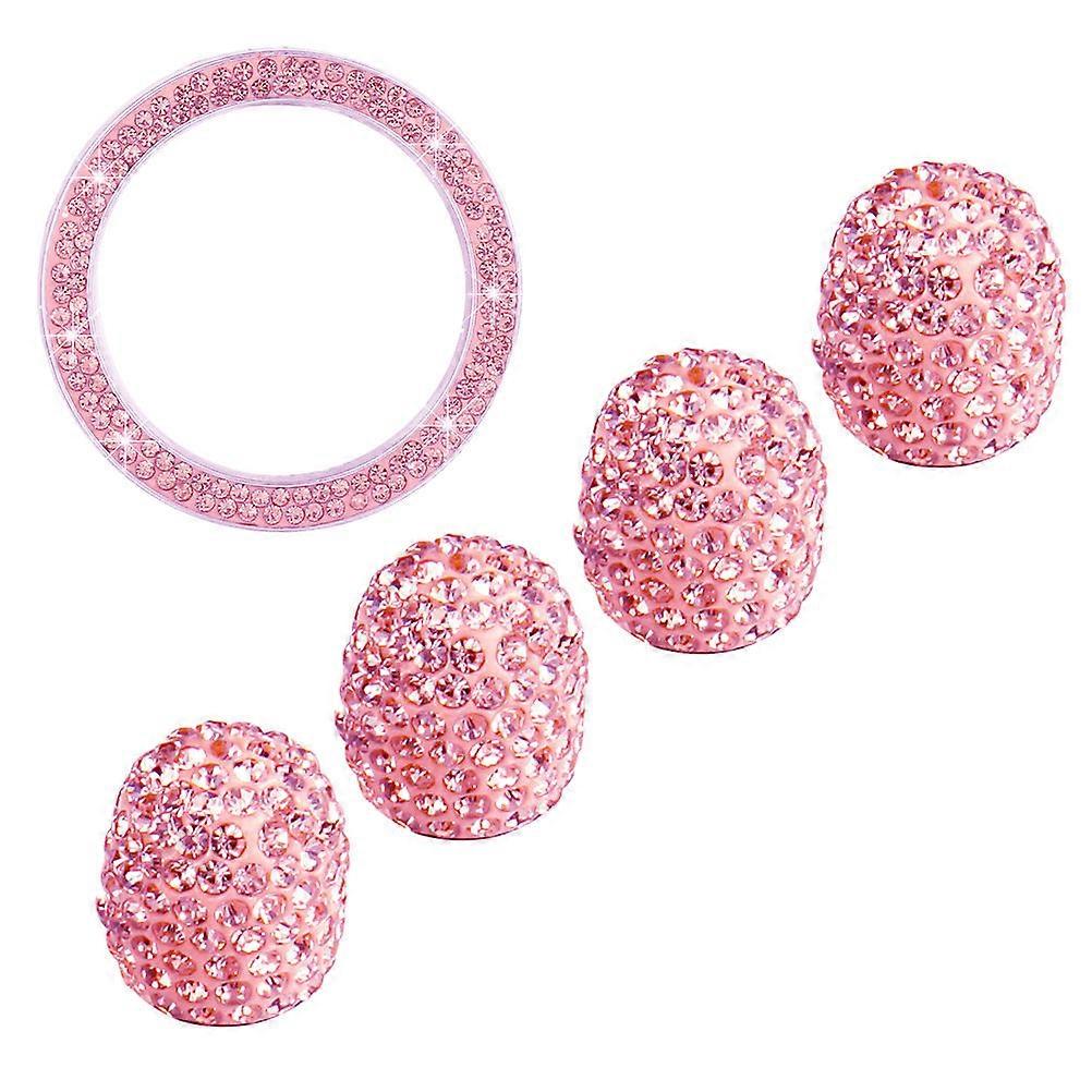 Tire Dust Cap Car Stem Cap with 5Pcs Universal Pink Set