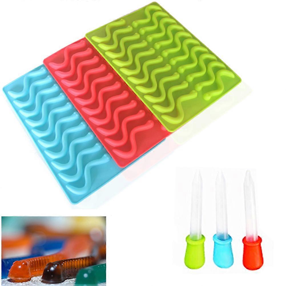 Worm Silicone Mold For Food Chocolate Making Baking Tool Blue 1Pack