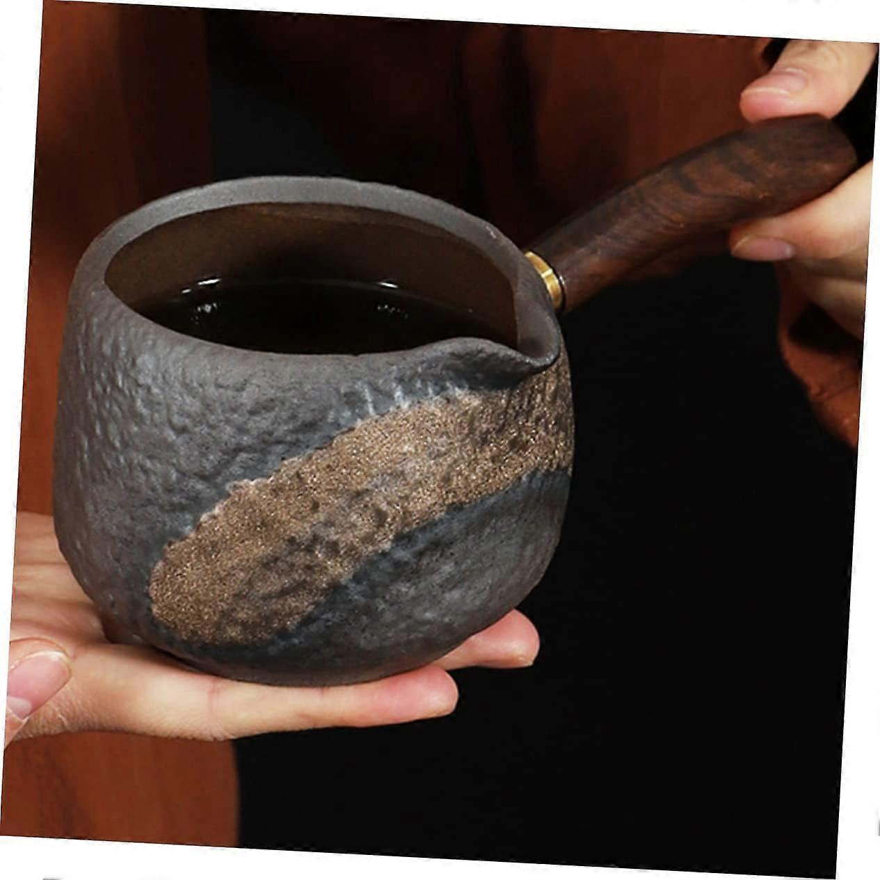 Ceramic Tea Pitcher with Ergonomic Handle, Retro Fairness Cup for Serving Guests, Heat Resistant