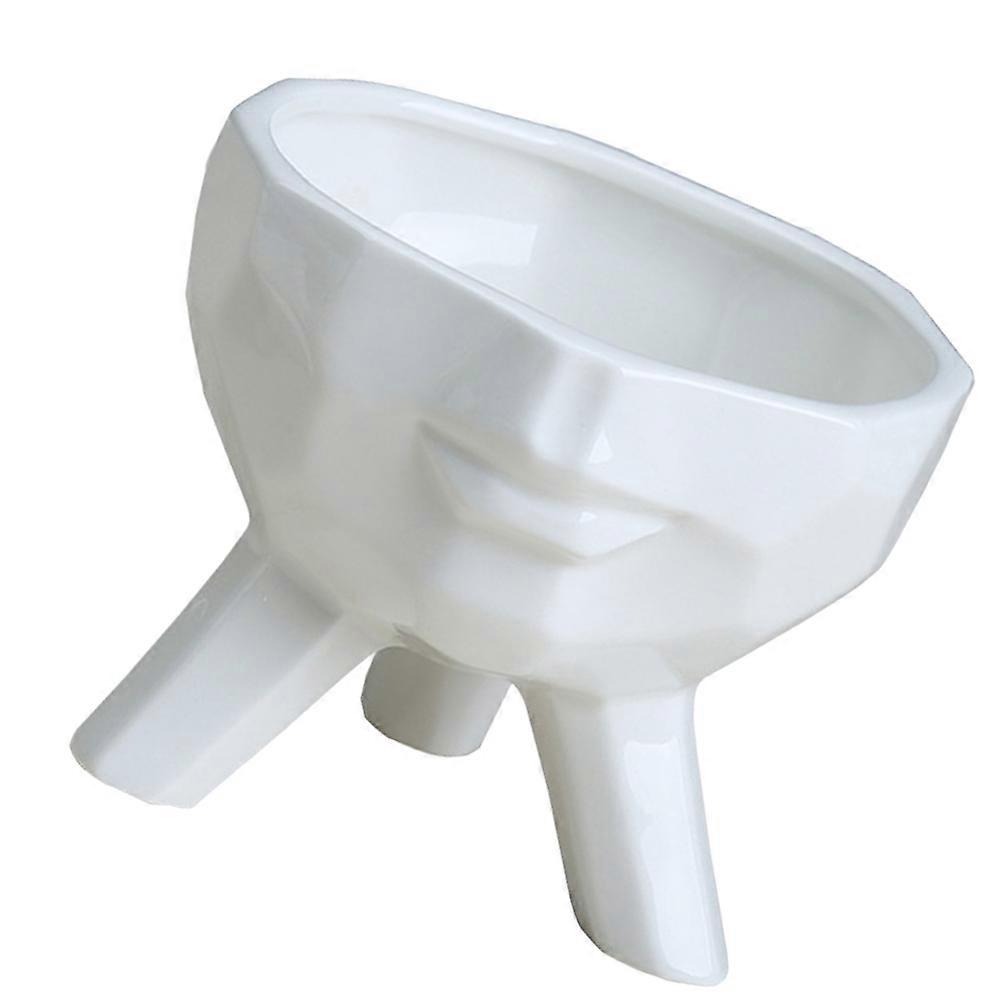 Ceramic Succulent Flower Pot Human Face Design for Storage 1Pcs White