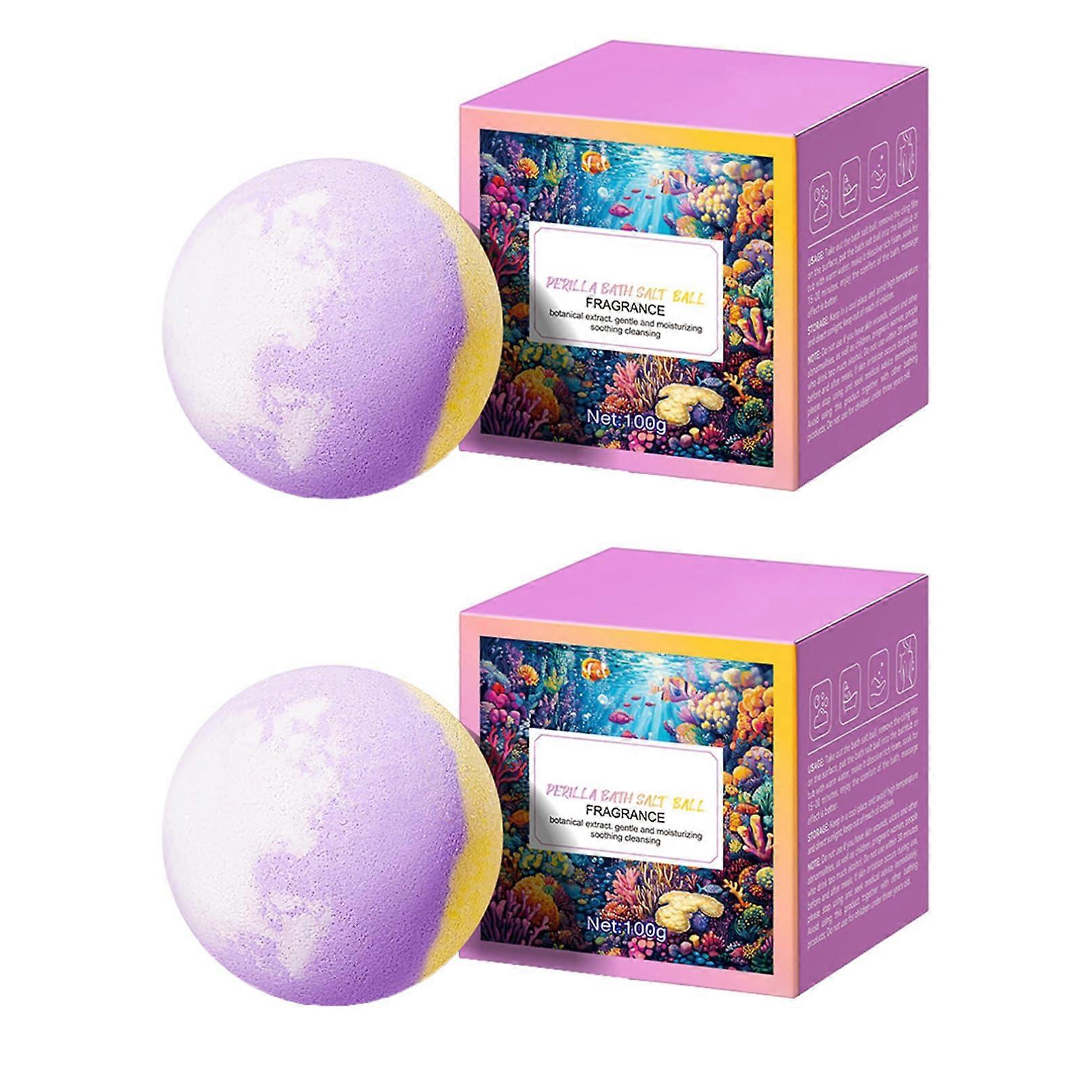 2Pack Moisturizing Aromatherapy Bath Bombs, Fruit Scent Gift Set with Purple Perilla Fizzies