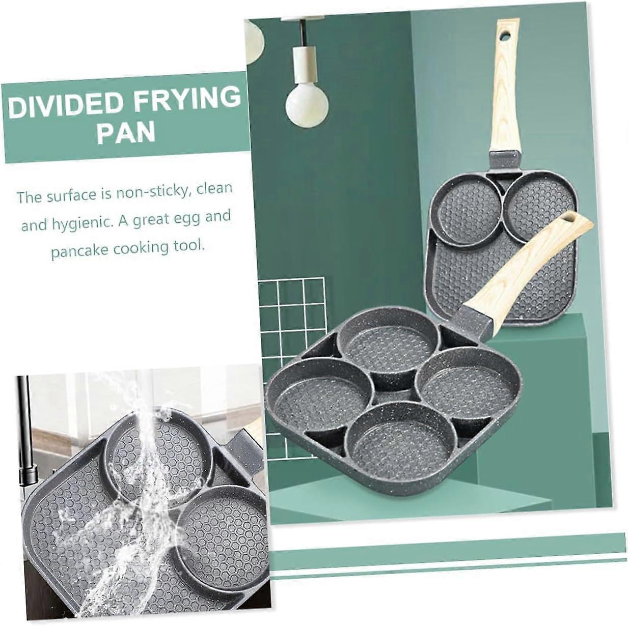 Nonstick Breakfast Pan with Antiscald Handle, Multisection Frying Pan for Pancakes Eggs Bacon