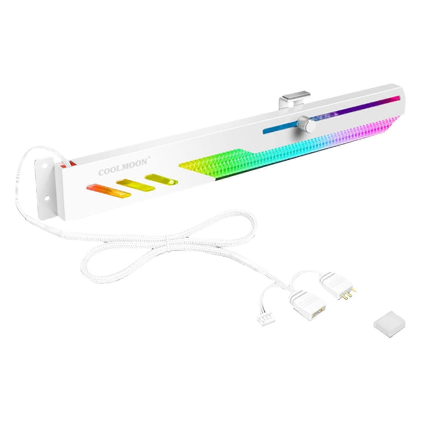 Adjustable Aluminum GPU Support Bracket with 5V ARGB Lighting for PC Case White